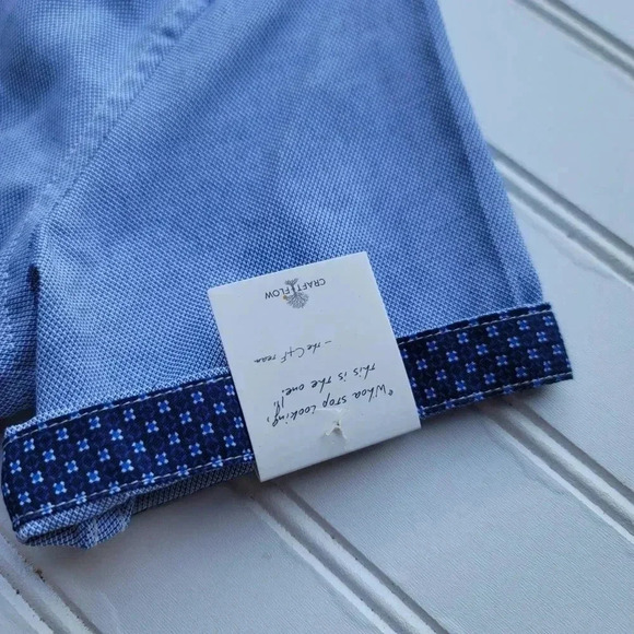 NWT Craft+Flow Casual Blue Short Sleeve Button Down Shirt Boys Sz 7 - Picture 6 of 9